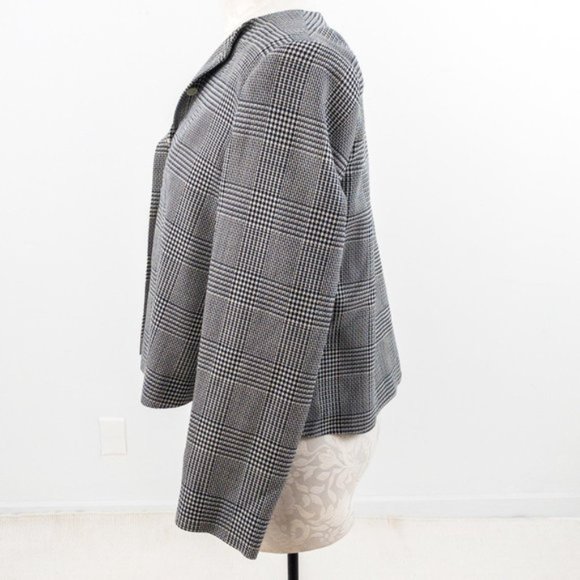 Vintage 80s 4 Wool Houndstooth Print Swing Blazer - Picture 5 of 11